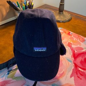 Patagonia navy warm hat with ear flaps